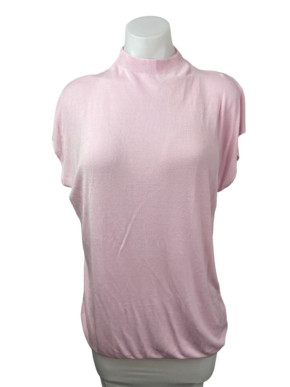 Zara Basic Drape Women's Pink Short Sleeve Mock Neck T-Shirt Tunic Blouse Top L